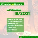 20/08/2021 - Projeto de Lei nº 18/2021