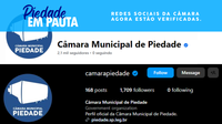 Perfis oficiais da Câmara passam a exibir o selo de verificação da empresa Meta.