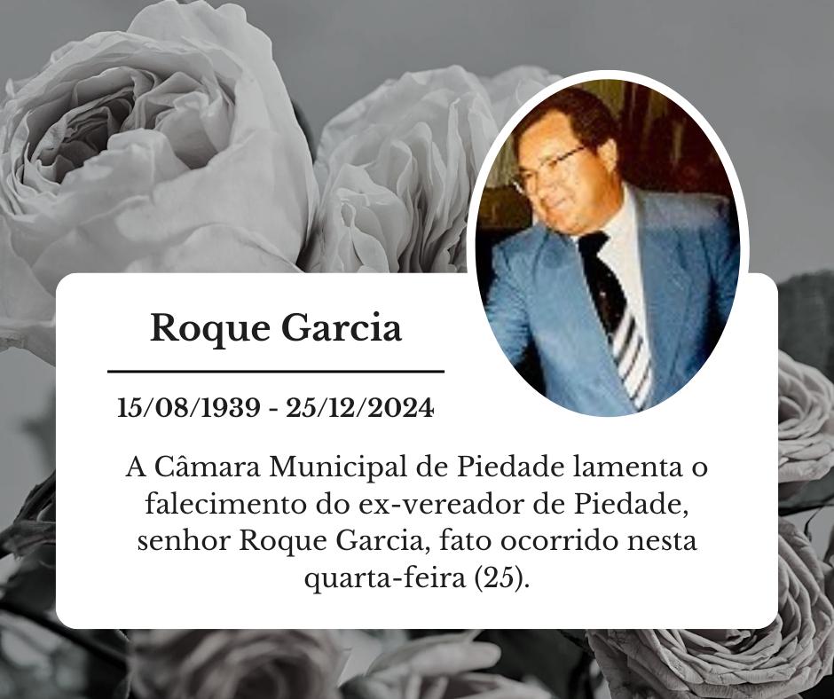 Nota de pesar pelo falecimento do ex-vereador Roque Garcia.